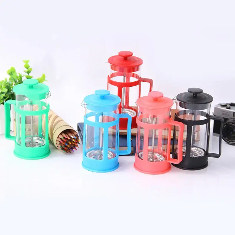 Modern black glass 350ml plastic coffee french press kitchen tool