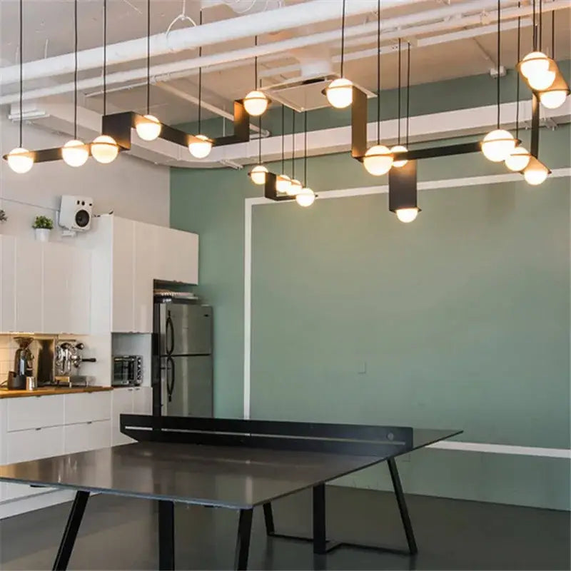 Modern black glass ball geometric chandelier kitchen pendant light