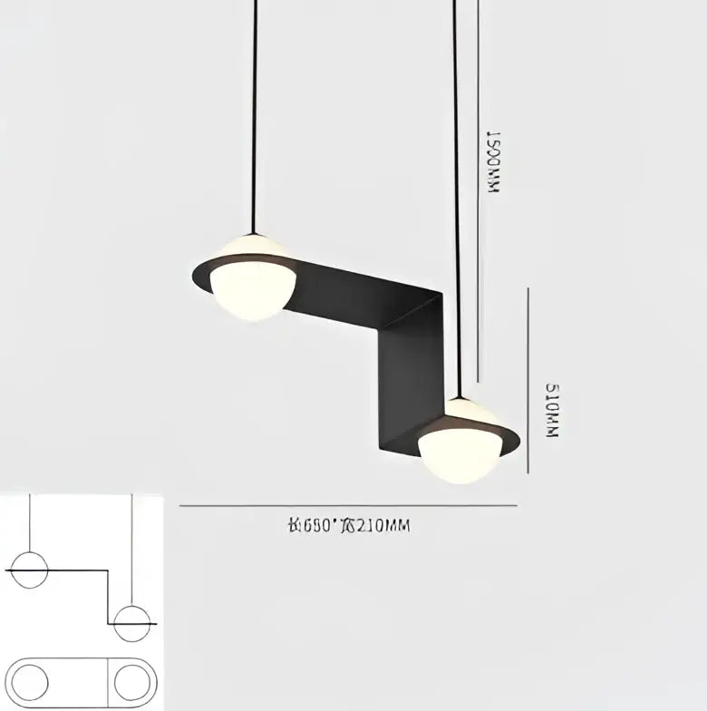 Modern black glass ball geometric chandelier kitchen pendant light