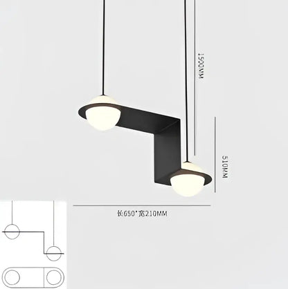 Modern black glass ball geometric chandelier kitchen pendant light