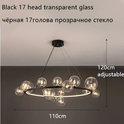 Modern black glass ball led chandelier for dining room