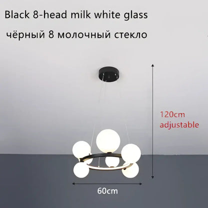 Modern black glass ball led chandelier for dining room