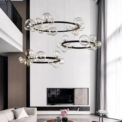 Modern black glass ball led chandelier for dining room