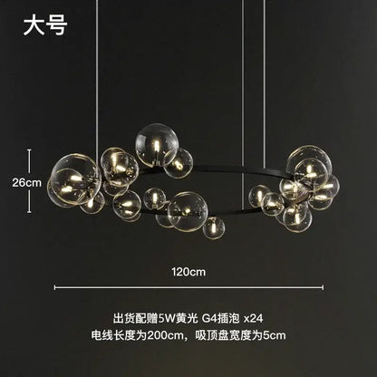 Modern black glass ball led chandelier for dining room
