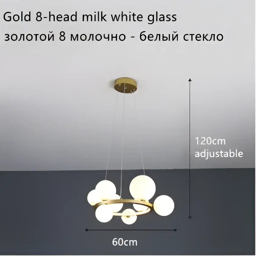 Modern black glass ball led chandelier for dining room