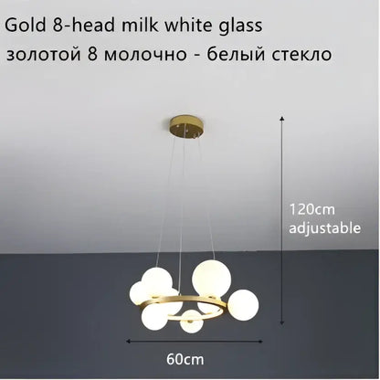 Modern black glass ball led chandelier for dining room