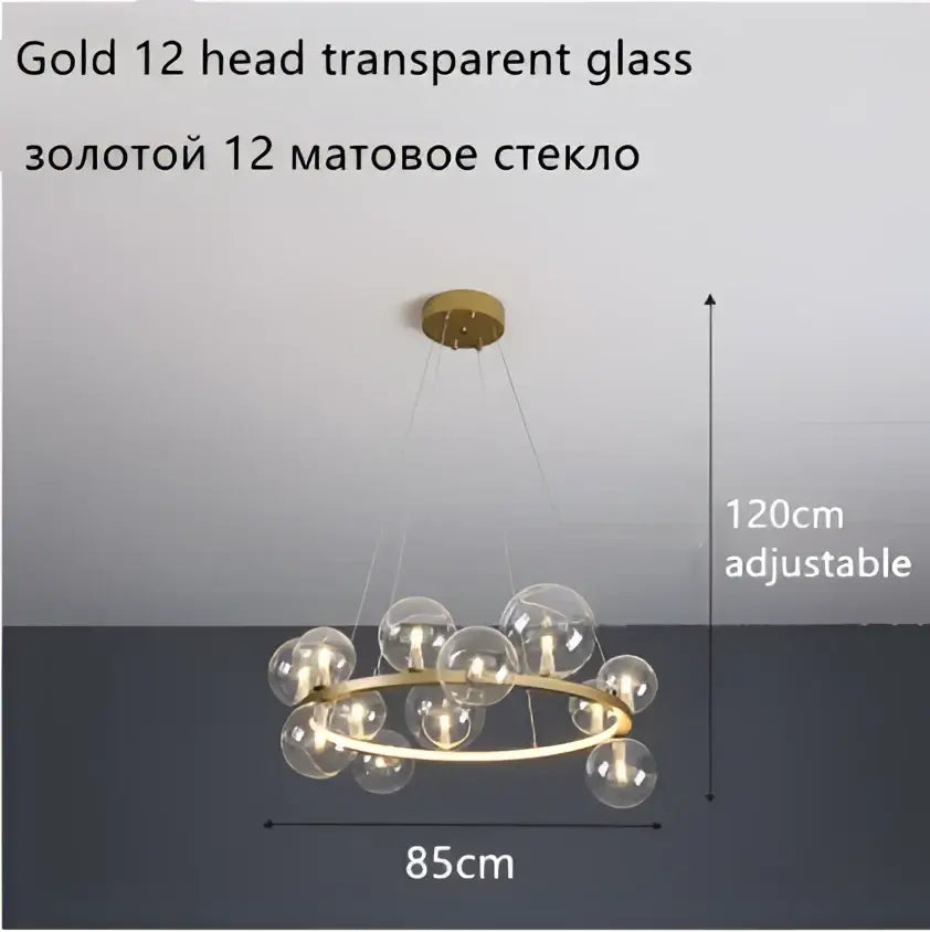 Modern black glass ball led chandelier for dining room