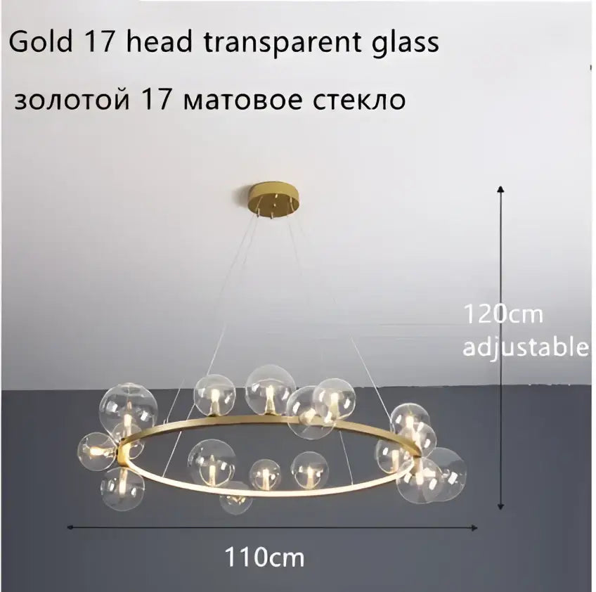 Modern black glass ball led chandelier for dining room