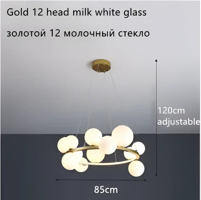 Modern black glass ball led chandelier for dining room