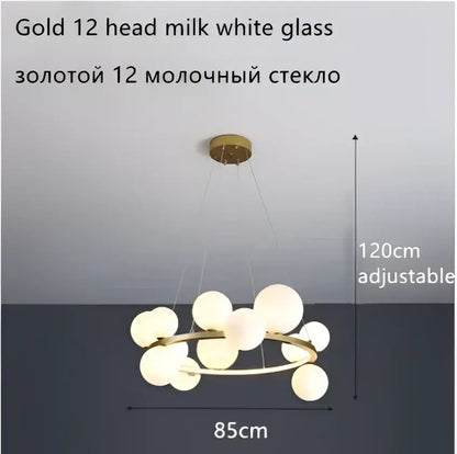 Modern black glass ball led chandelier for dining room