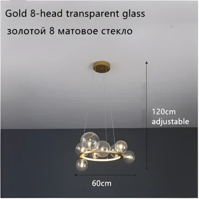 Modern black glass ball led chandelier for dining room