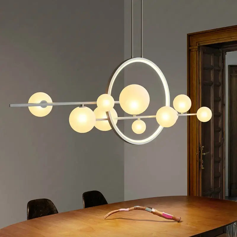 Modern black glass ball led chandelier for dining room lighting