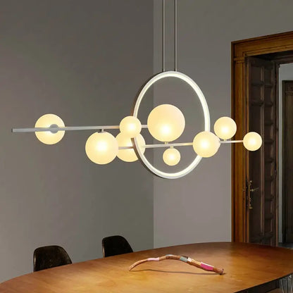 Modern black glass ball led chandelier for dining room lighting