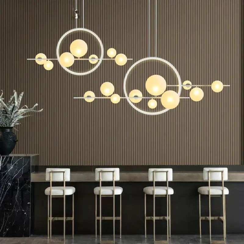 Modern black glass ball led chandelier for dining room lighting