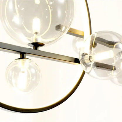 Modern black glass ball led chandelier for dining room lighting