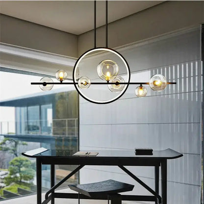 Modern black glass ball led chandelier for dining room lighting
