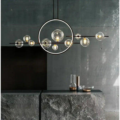 Modern black glass ball led chandelier for dining room lighting