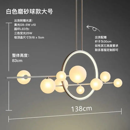 Modern black glass ball led chandelier for dining room lighting