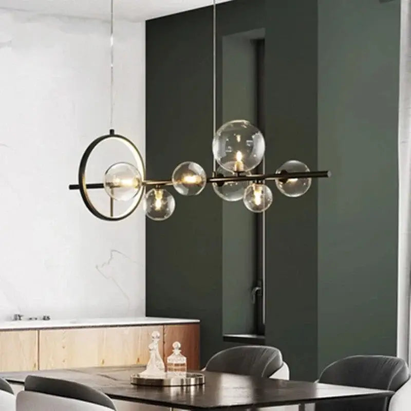 Modern black glass ball led chandelier for dining room