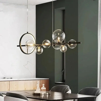 Modern black glass ball led chandelier for dining room