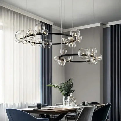 Modern black glass ball led chandelier for dining room