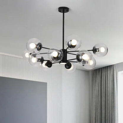 Modern black glass ball led chandelier for dining room