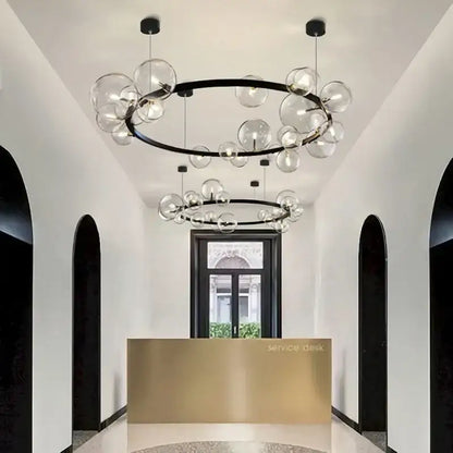 Modern black glass ball led chandelier for dining room