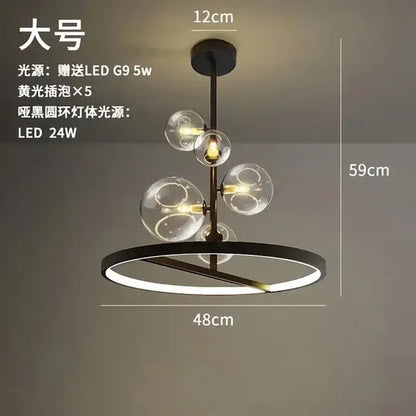 Modern black glass ball led chandelier for dining room