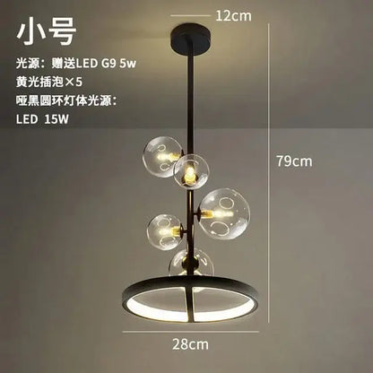 Modern black glass ball led chandelier for dining room