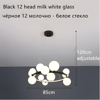 Modern black glass ball led chandelier for dining room