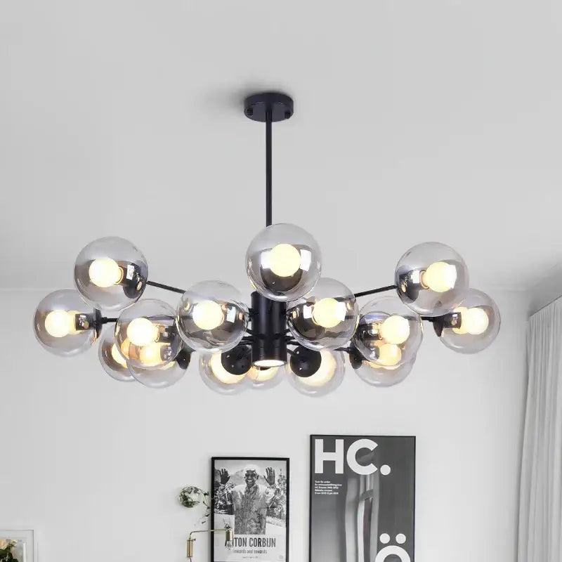Modern black glass ball led chandelier for dining room