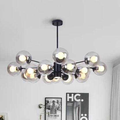 Modern black glass ball led chandelier for dining room