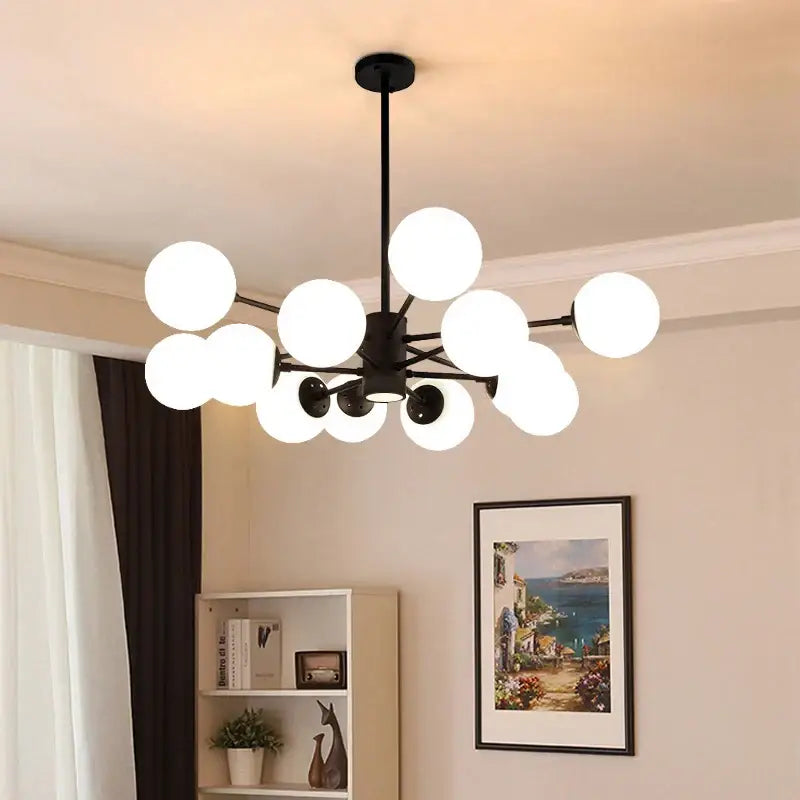 Modern black glass ball led chandelier for dining room