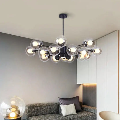 Modern black glass ball led chandelier for dining room