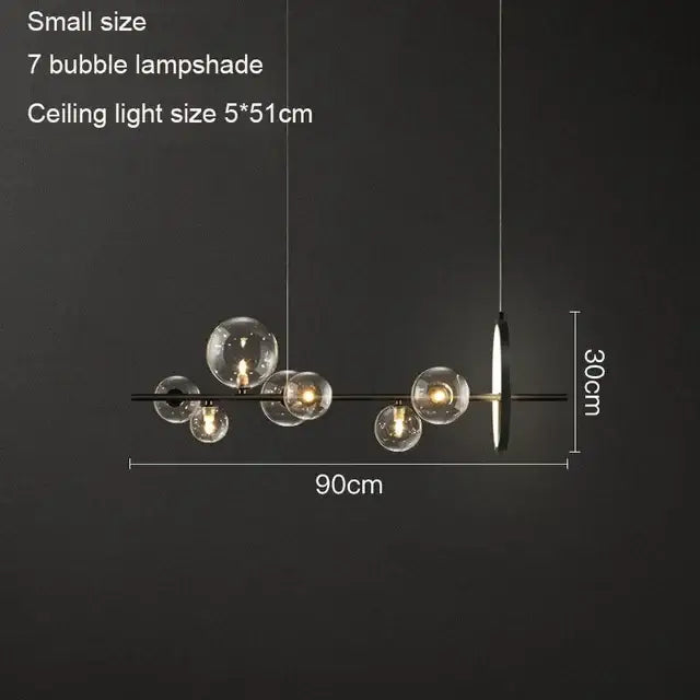 Modern black glass ball led chandelier for dining room