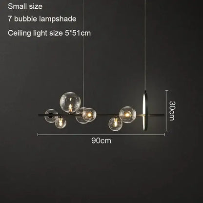 Modern black glass ball led chandelier for dining room