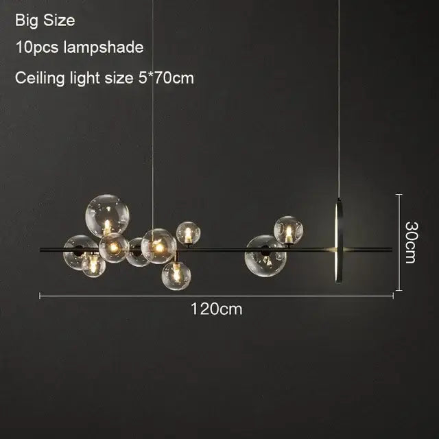 Modern black glass ball led chandelier for dining room