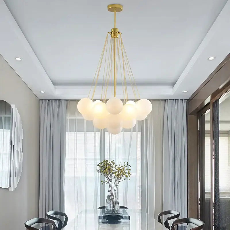 Modern black glass ball led chandelier living room light