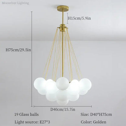 Modern black glass ball led chandelier living room light