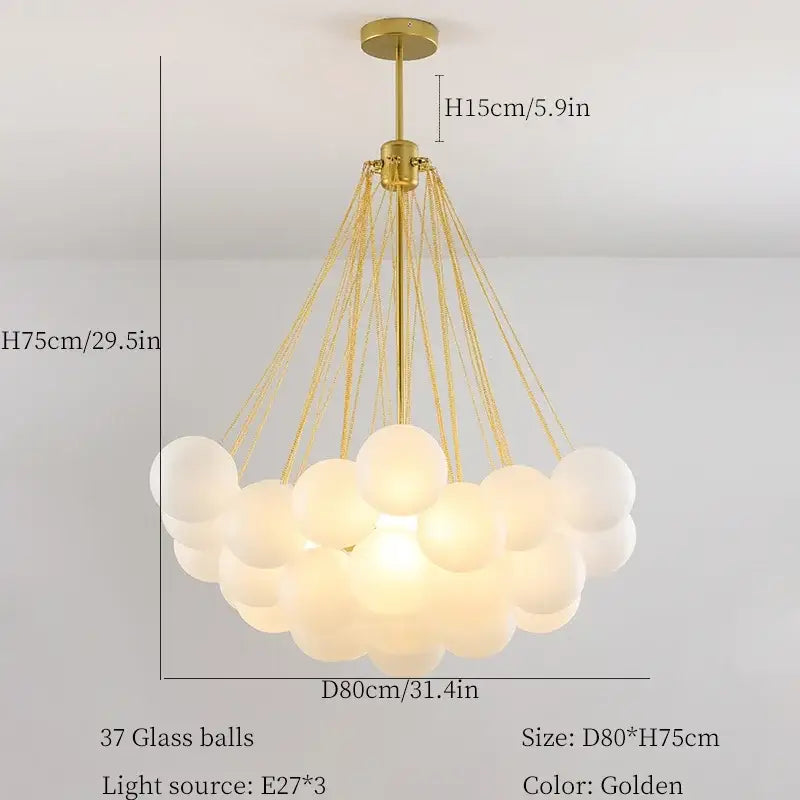 Modern black glass ball led chandelier living room light