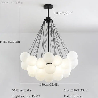 Modern black glass ball led chandelier living room light