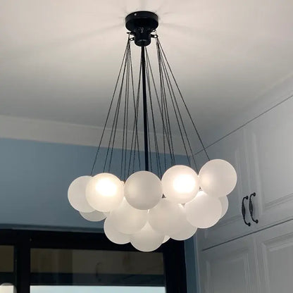 Modern black glass ball led chandelier living room light