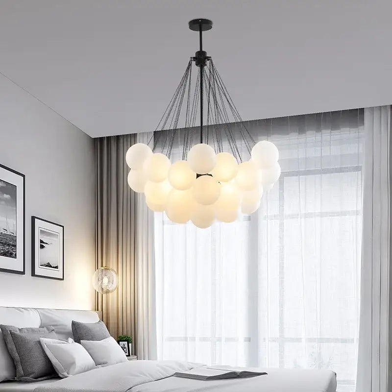 Modern black glass ball led chandelier living room light