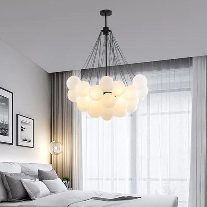 Modern black glass ball led chandelier living room light