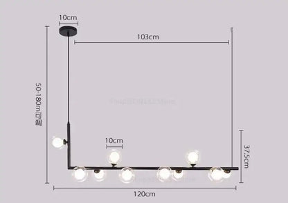 Modern black glass ball led chandelier living room pendant light