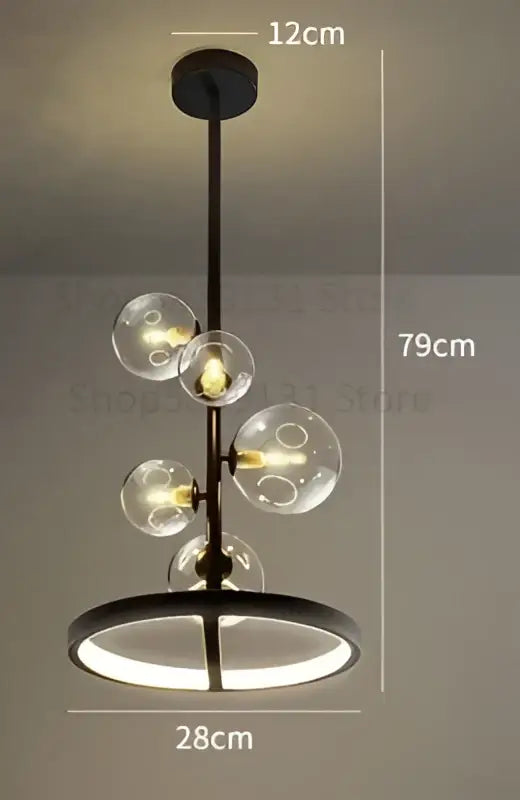 Modern black glass ball led chandelier living room pendant light