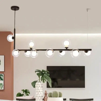 Modern black glass ball led chandelier living room pendant light