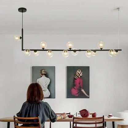 Modern black glass ball led chandelier living room pendant light