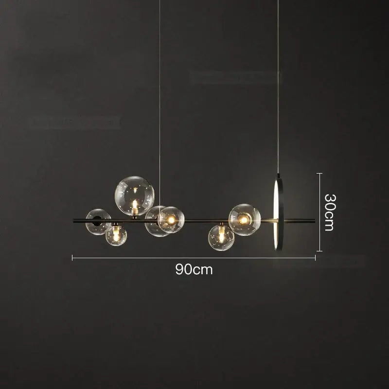 Modern black glass ball led chandelier living room pendant light