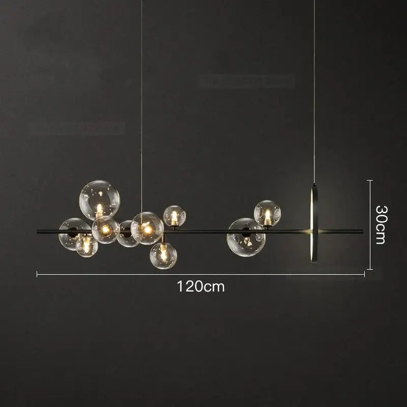 Modern black glass ball led chandelier living room pendant light